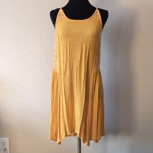 Xhilaration Mustard Sleeveless Dress with Lace Accents